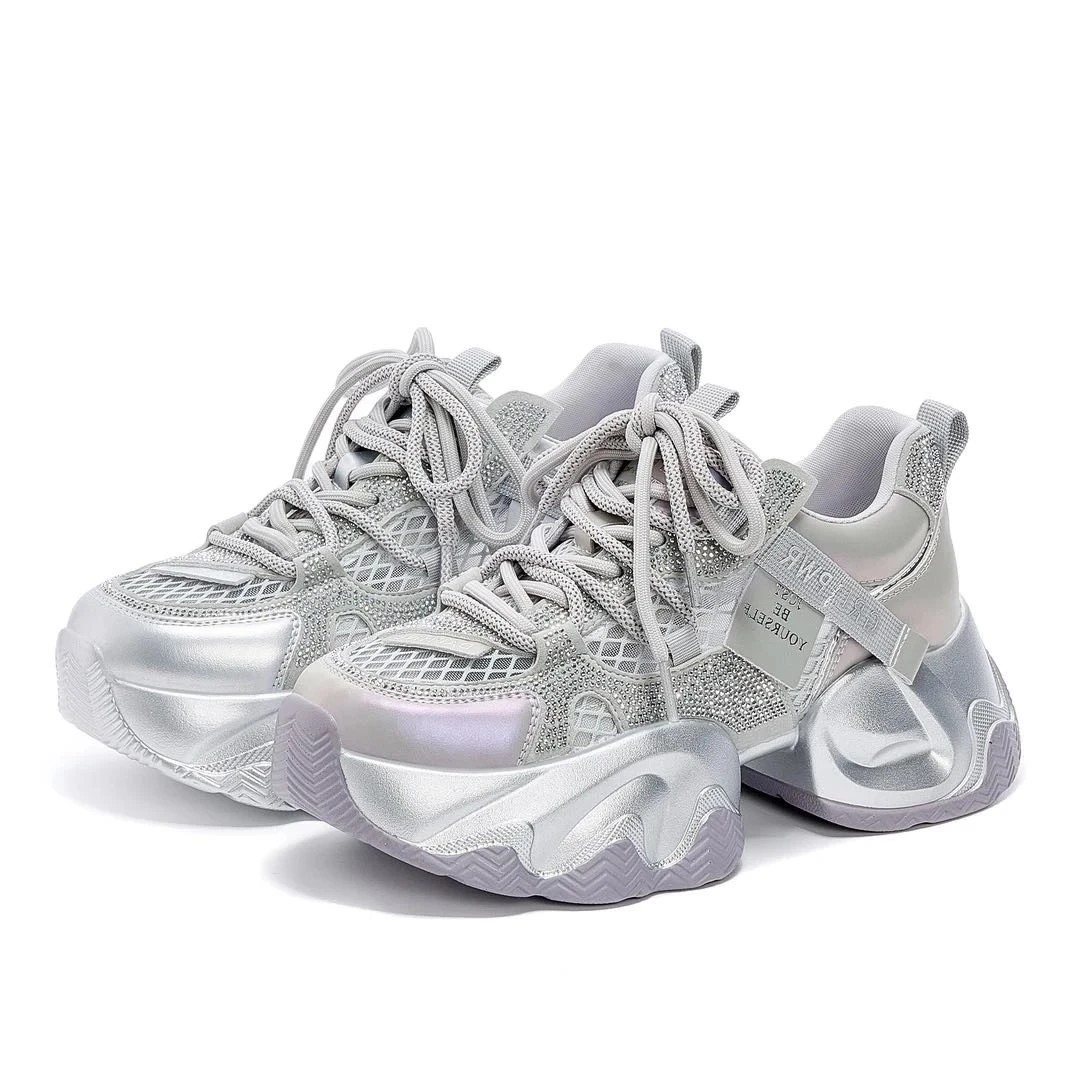 欧货网面透气老爹鞋女ins潮2025年夏季新款厚底显脚小休闲运动鞋