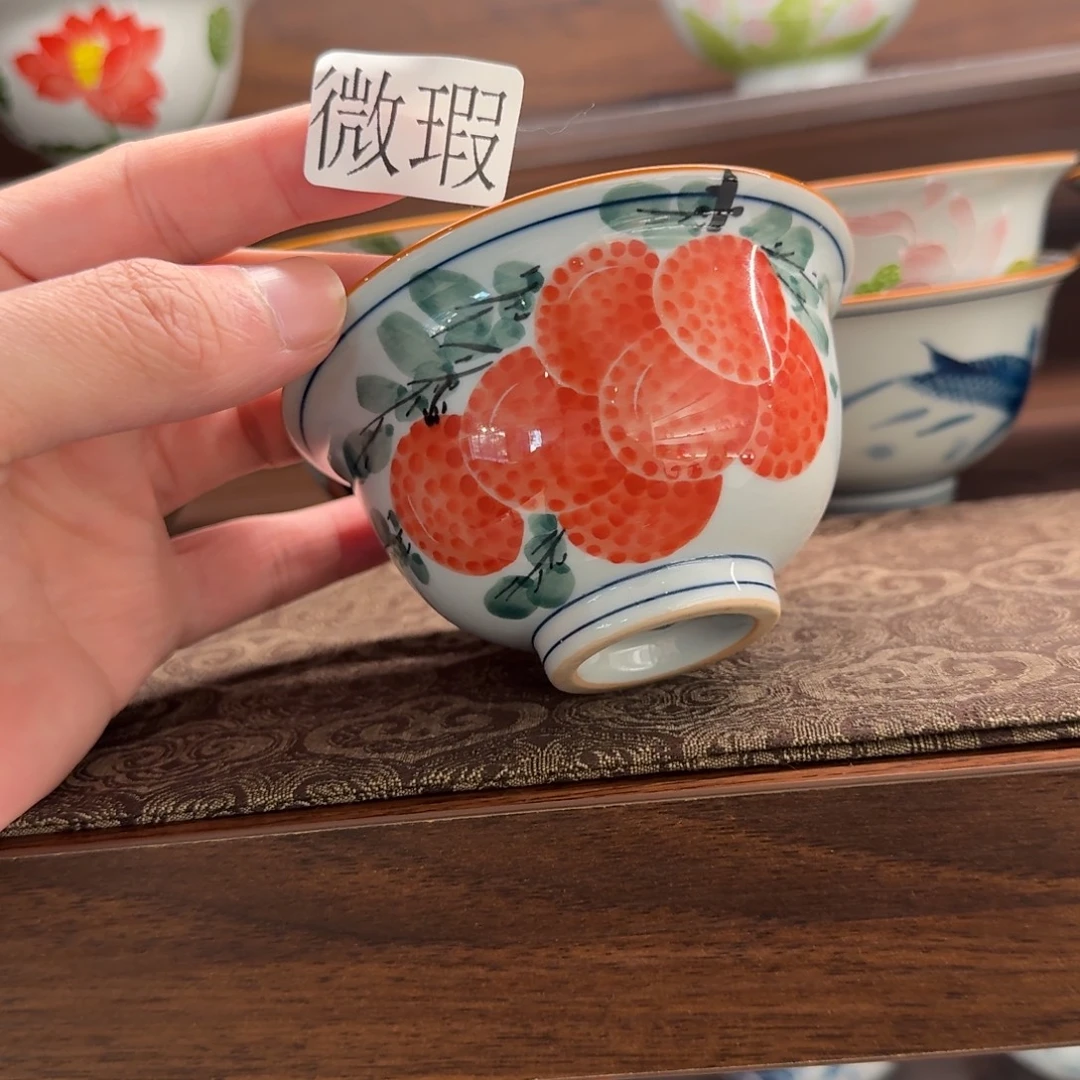 釉下手绘茶具微瑕