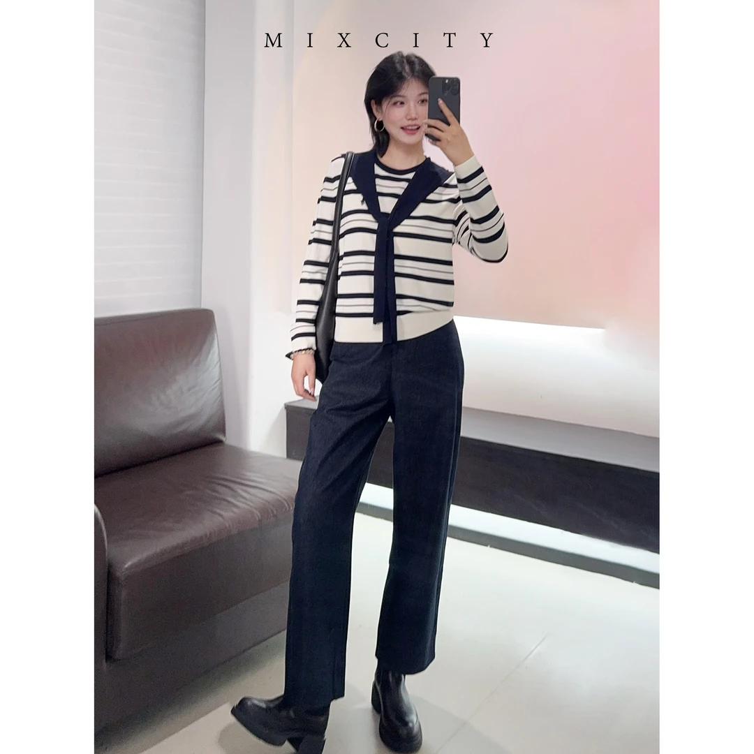 【亚楠本楠】绿边裤◆2025秋款意大利面料柔光丝滑松紧腰休闲裤8214