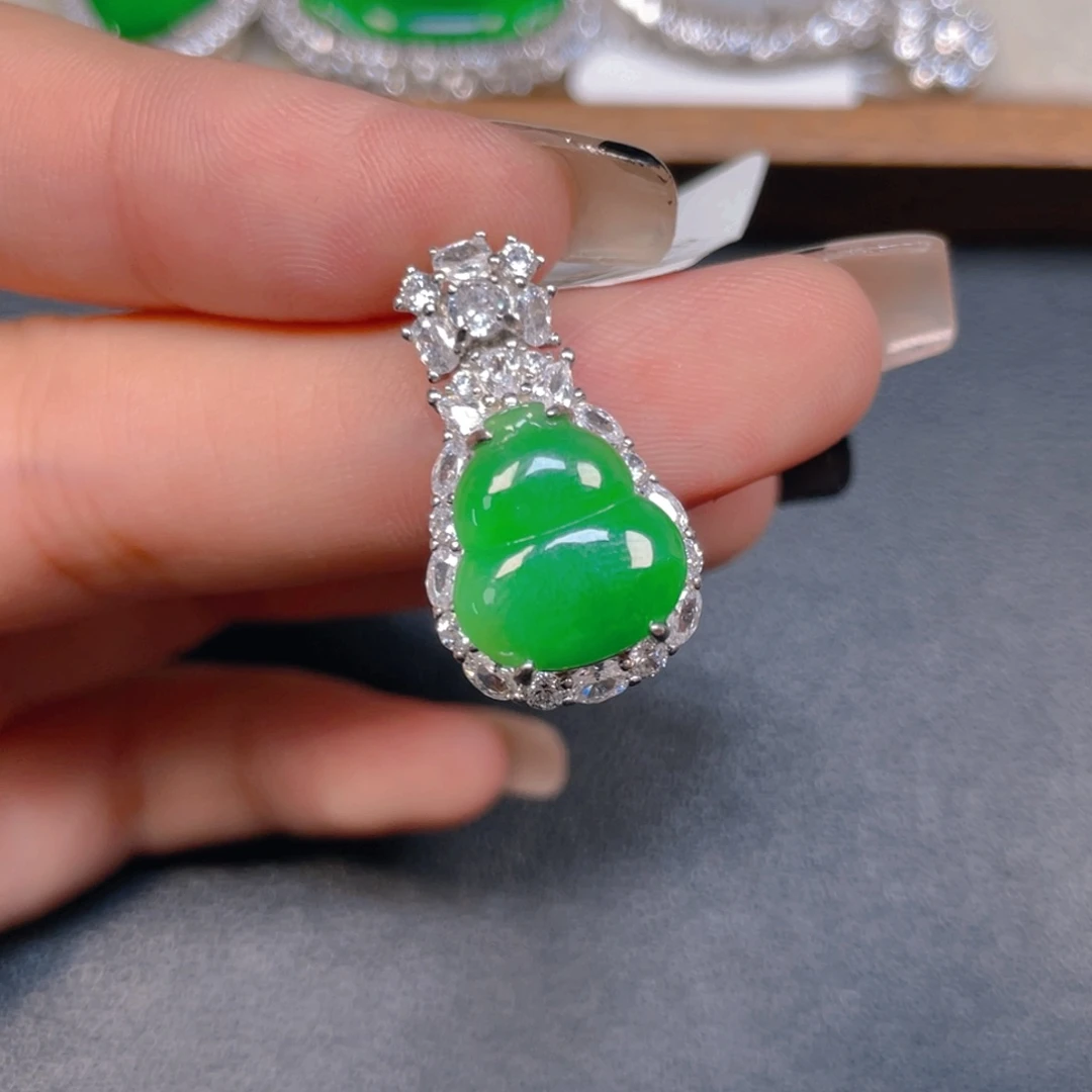 翡翠银S925镶嵌挂件hhhjj