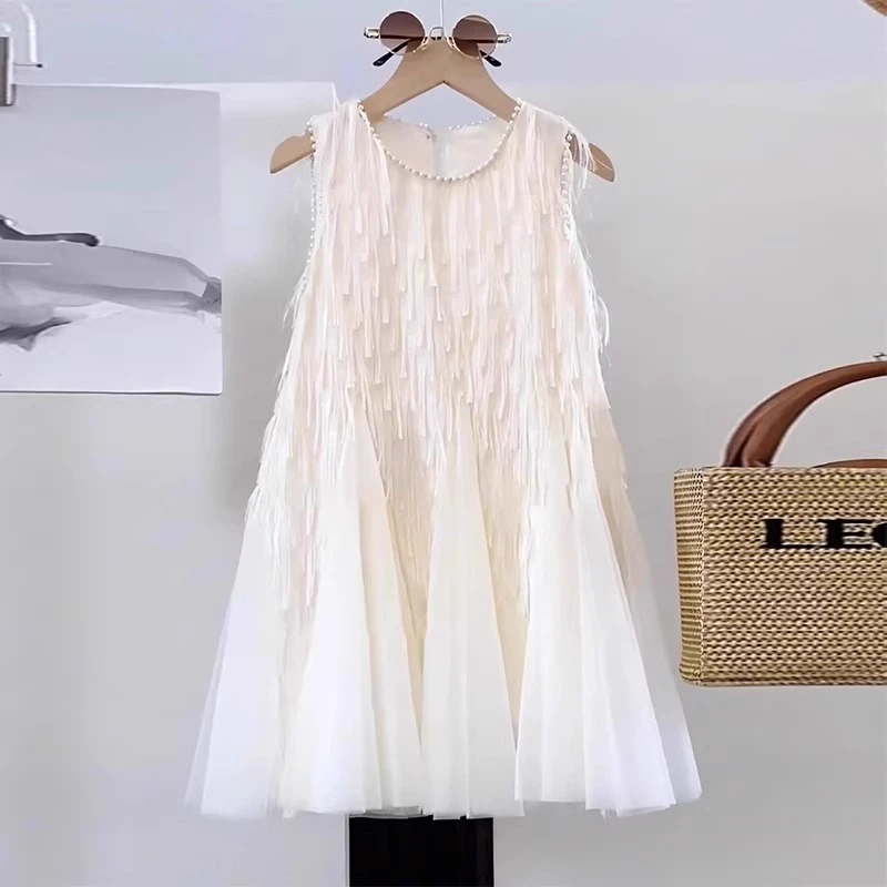 女童连衣裙夏季2025新款儿童洋气背心裙女孩夏装无袖网纱公主裙子