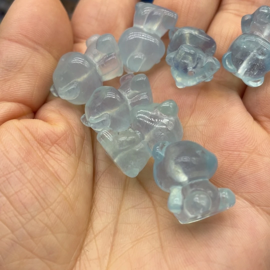 玛瑙/玉髓珠宝半成品未镶嵌海蓝宝熊约20mm一颗