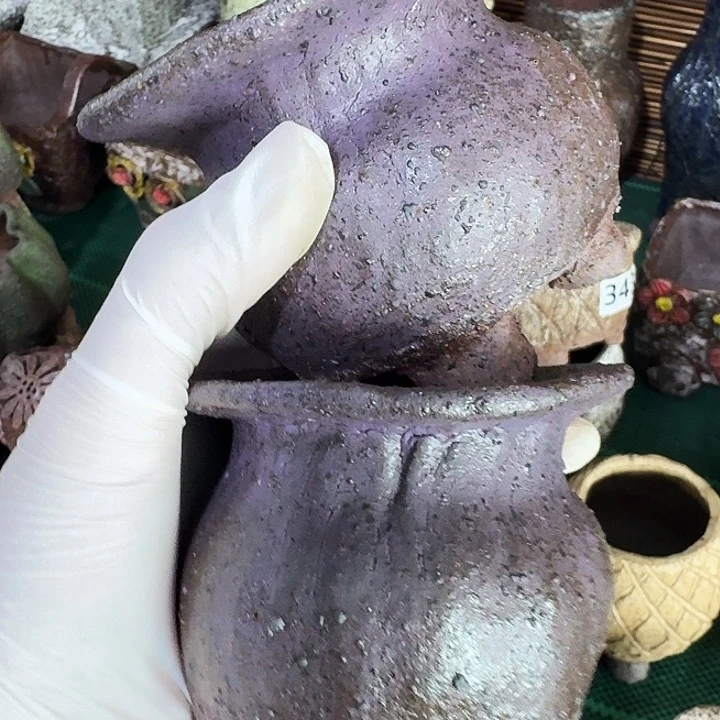 内口5高7 一对粗陶花盆