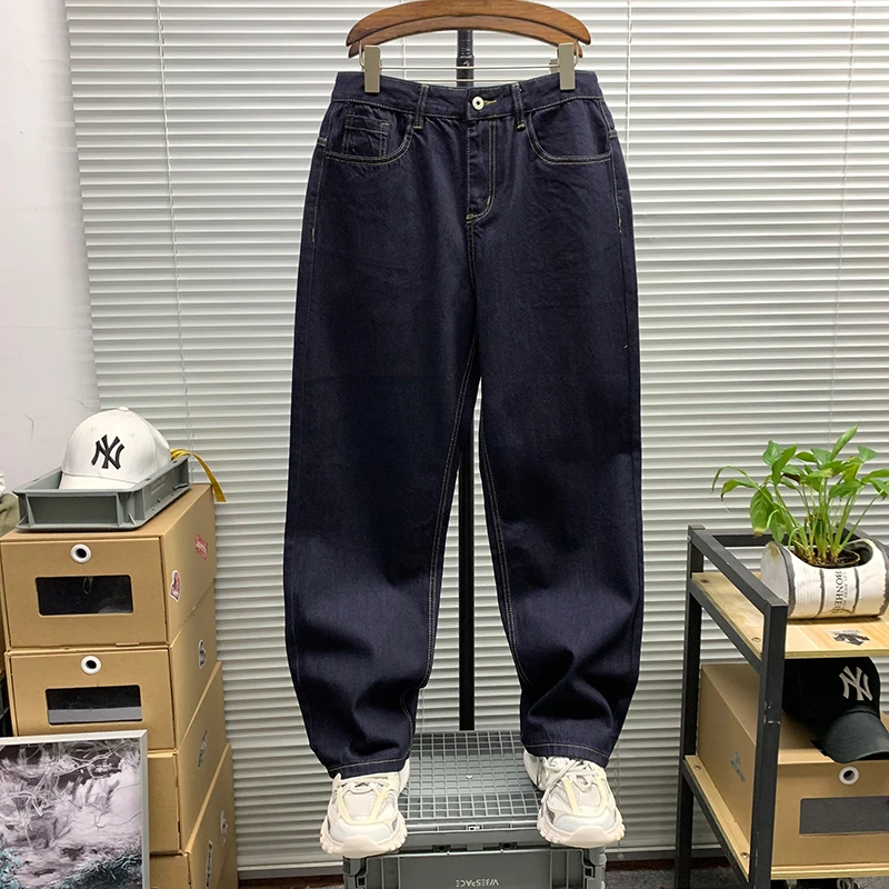 美式高街复古水洗牛仔裤男款春秋新款休闲宽松直筒百搭锥形长裤子