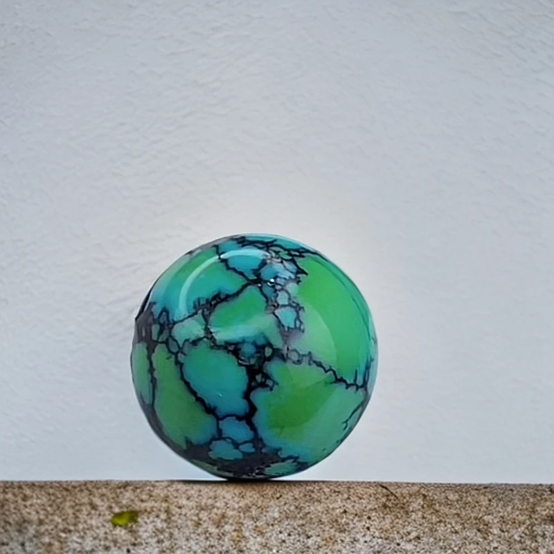 绿松石圆珠吊坠湖北原矿网花圆珠