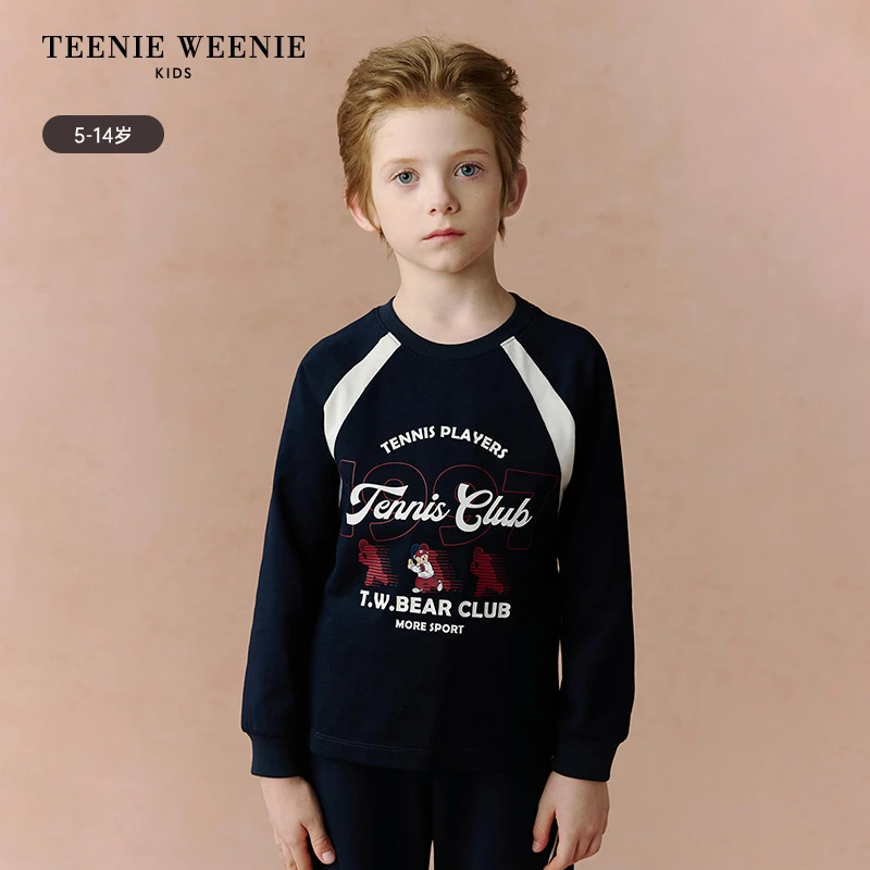 TeenieWeenie Kids小熊童装25年新款秋季男童休闲运动纯棉长袖T恤