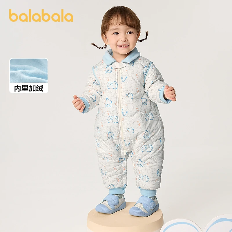 【balaOne】巴拉巴拉连体衣婴儿秋冬装外出加绒抱衣哈衣爬服保暖萌