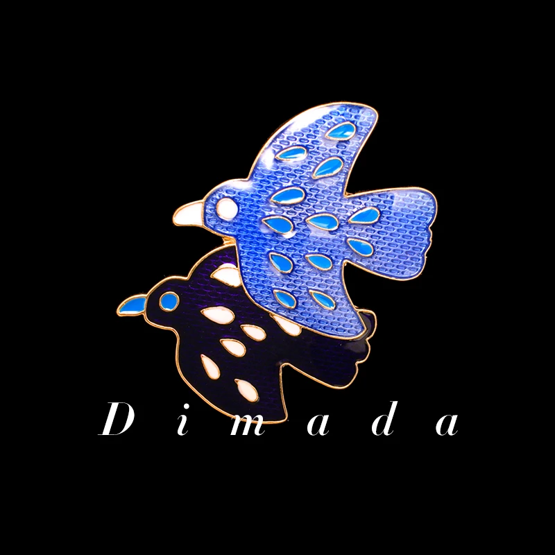 合金胸针 d1173蓝鸟日韩飞鸟胸针高档女胸花别针设计感小众胸花