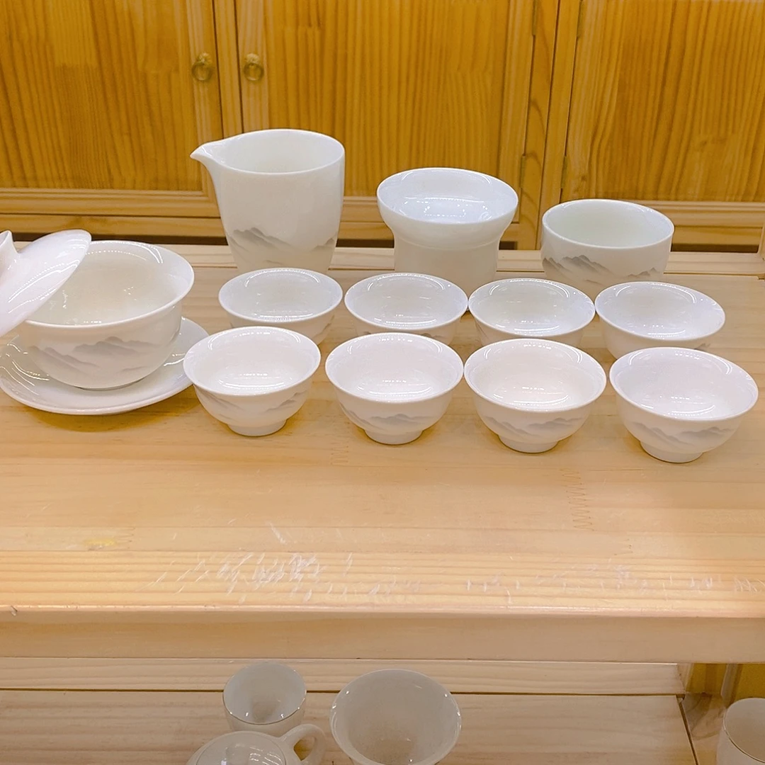 羊脂玉瓷茶具套装