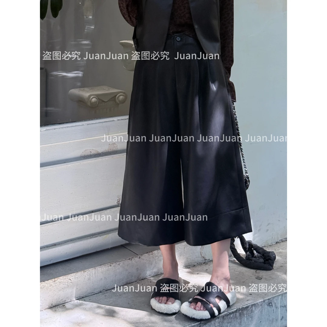 【松弛秘诀】秋季新品百搭洋气水洗蛋白皮皮裤直筒显瘦