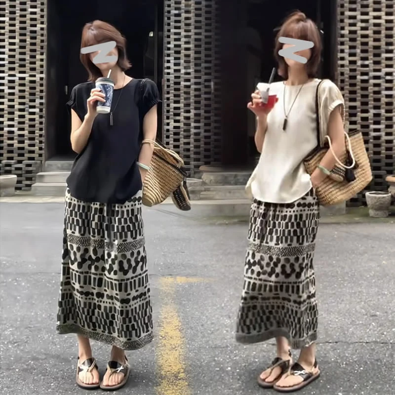 【有运费险】2025夏季新款休闲INS风设计感时尚老钱风半身裙套装女