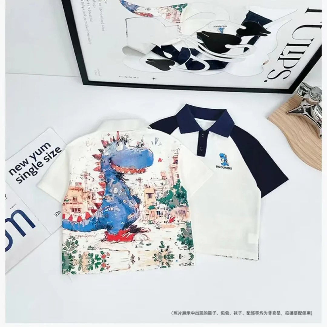 夏季童装男童短袖POLO衫2025新款韩版宽松t恤女孩亲子装上衣儿童