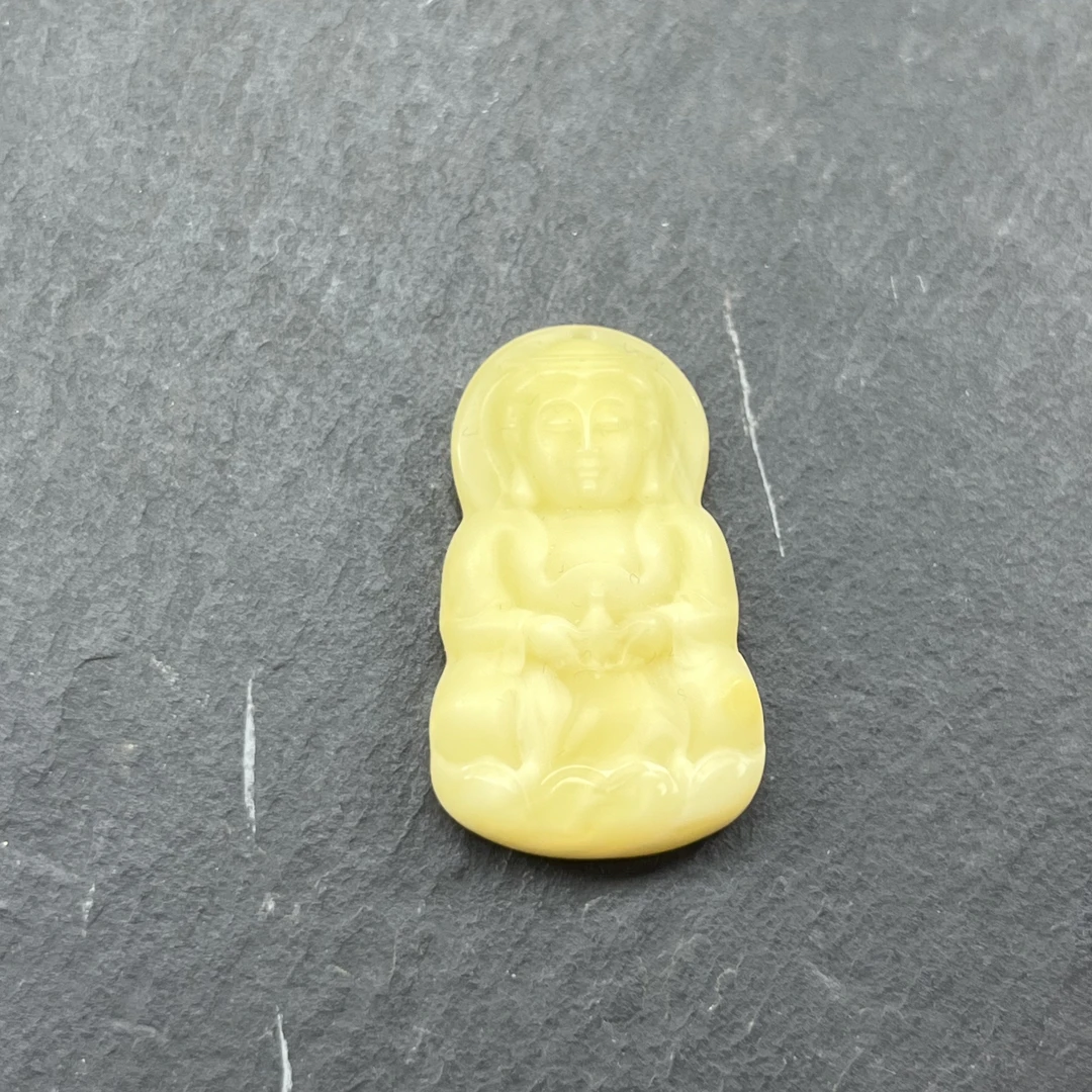 B249天然蜜蜡琥珀满蜡观音小配饰