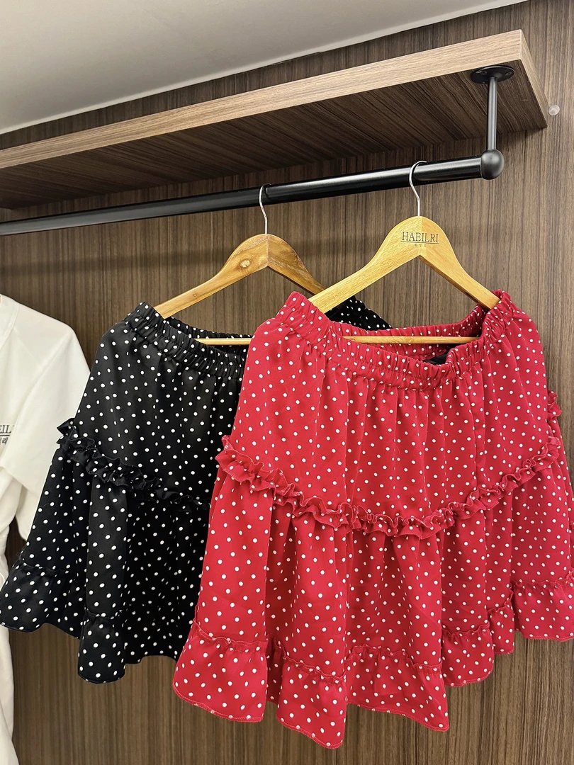 【丫丫专属】大码胖mm夏季设计感花边高腰波点半身裙裙子短裙5795