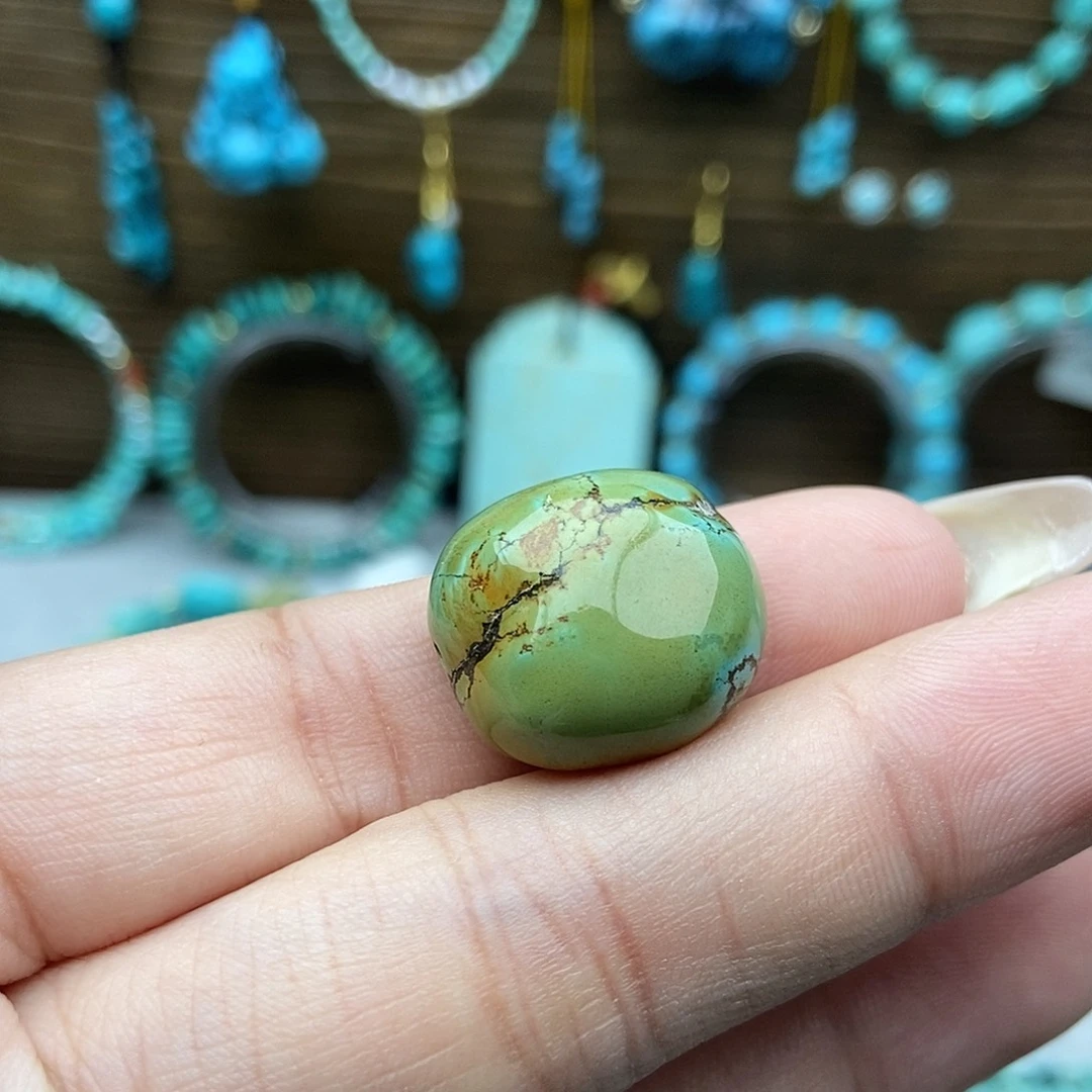 绿松石未镶嵌瓷釉级糖豆
