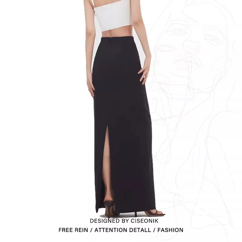 梨型身材高腰显瘦开叉包臀半身裙女夏季薄款大码宽松遮胯中长裙子