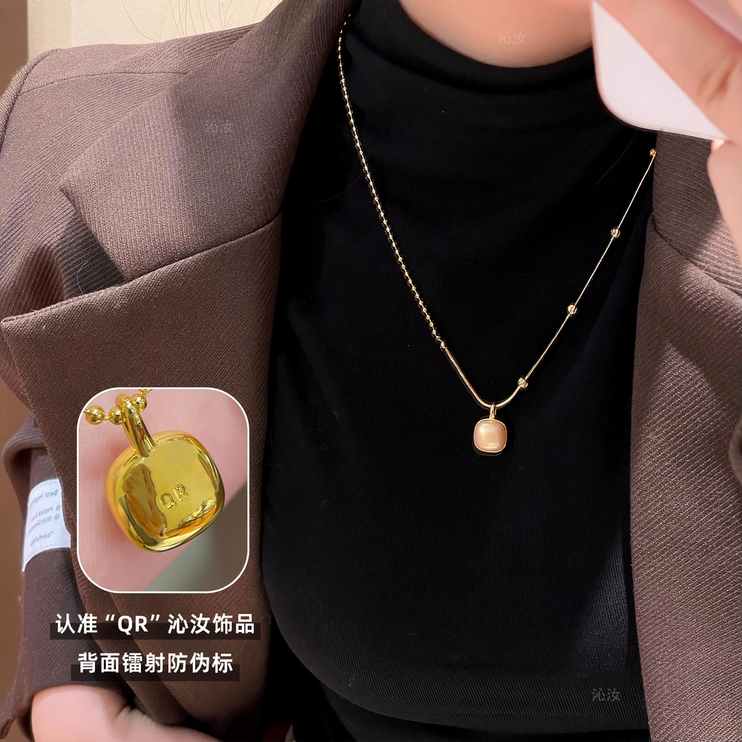 【沁汝饰品】F651几何方糖项链精致毛衣链精致百搭气质