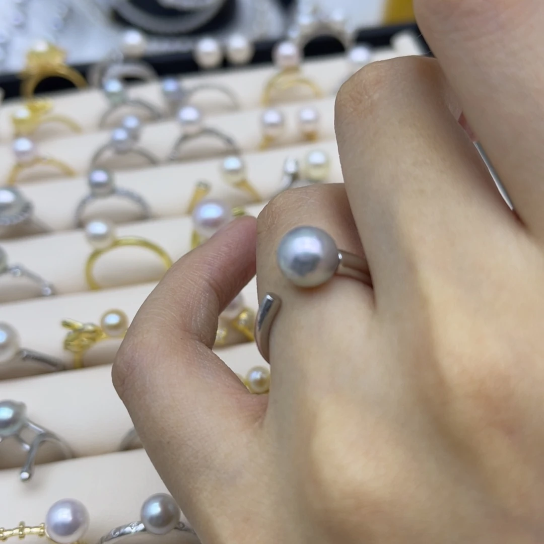海水珍珠银S925镶嵌戒指