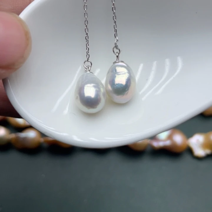 淡水珍珠耳饰银S925镶嵌