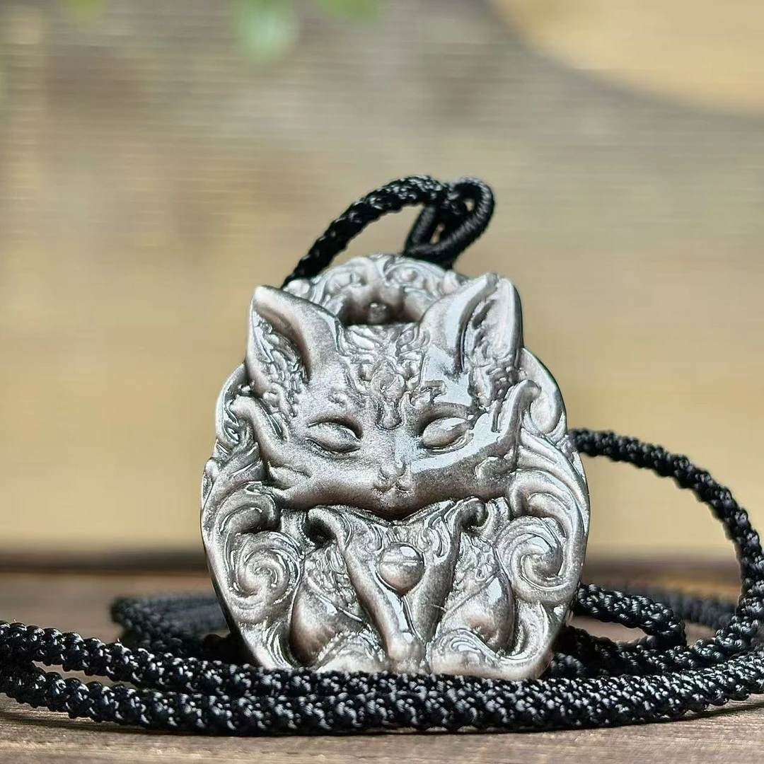 银曜狐牌吊坠时尚曜石九尾狐吊坠（36*28）-多样性发其一-YY306