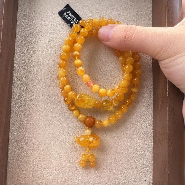 蜜蜡未镶嵌手链7mm蜜蜡手串