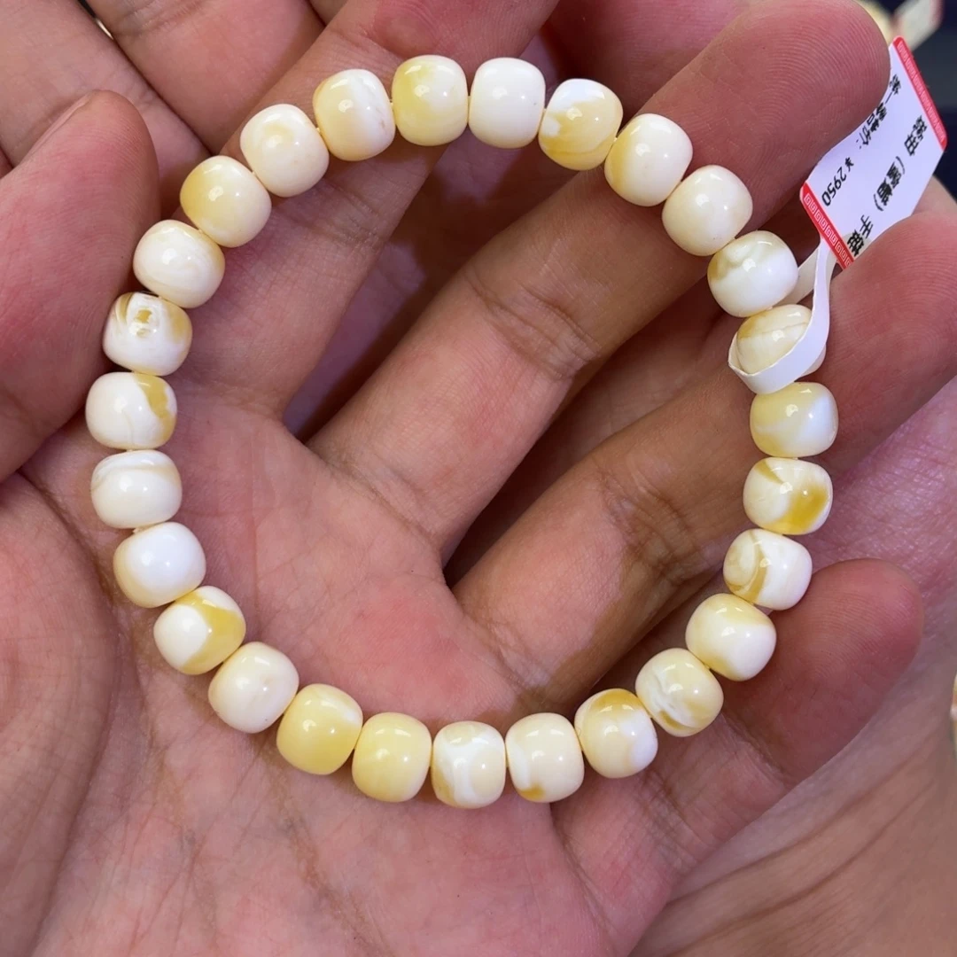 手链蜜蜡未镶嵌金瓷白8.5
