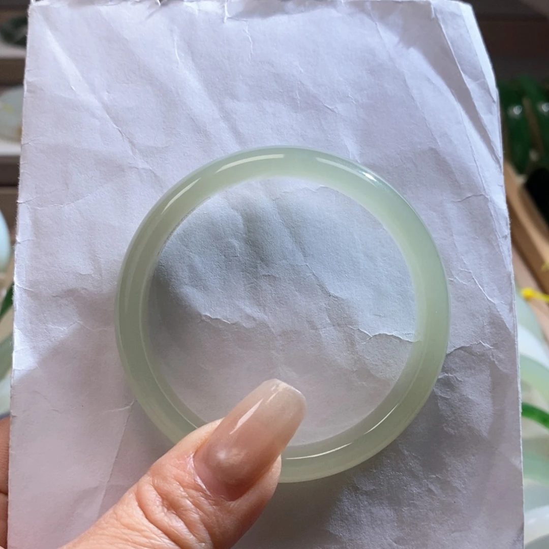 和田玉手镯未镶嵌浅晴公主镯54.55