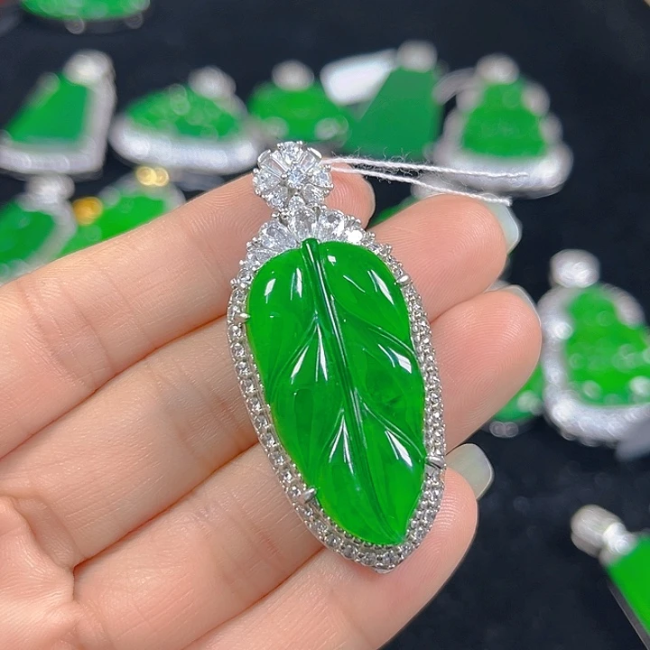翡翠银S925镶嵌吊坠(不含链)