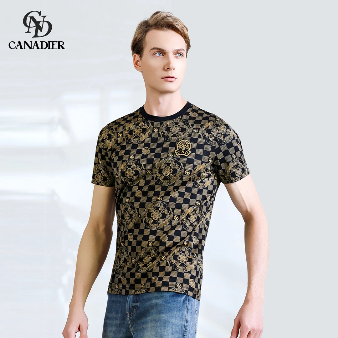 [名仕甄选]CND卡纳狄尔男装25夏季天丝棉感进口提花刺绣短袖T恤潮