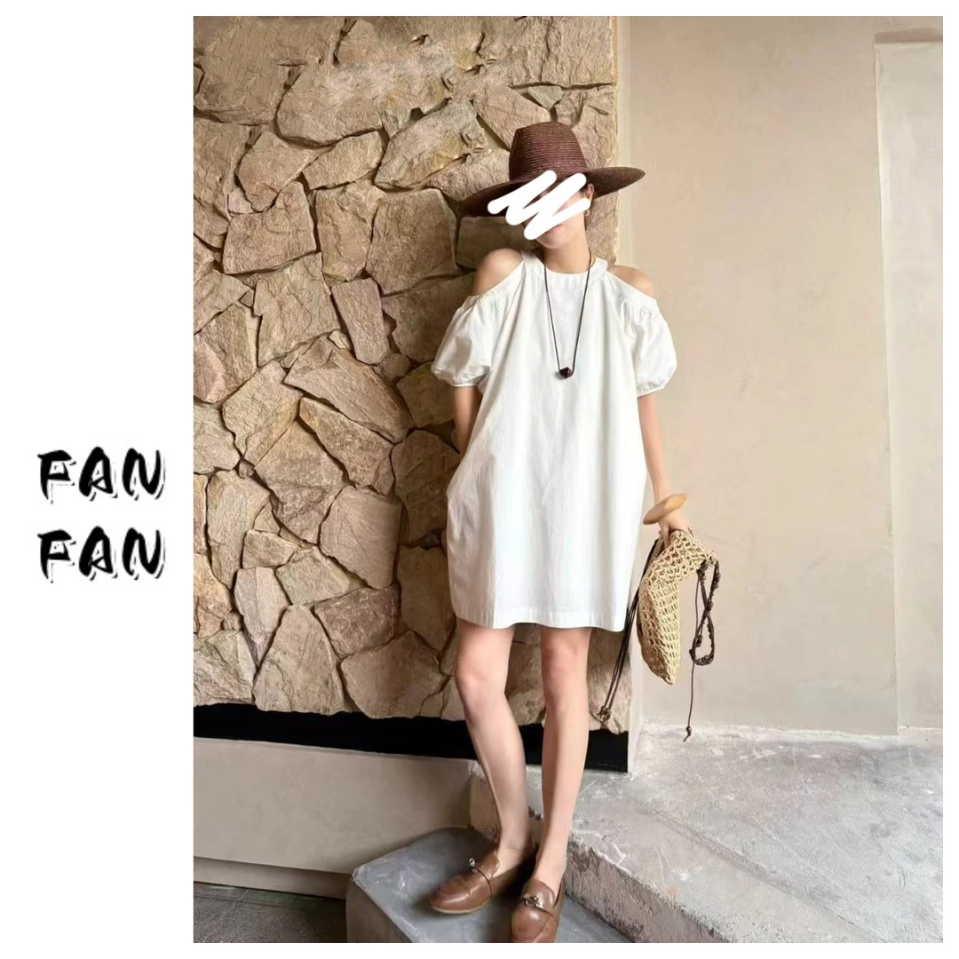 FANFAN 【伦敦假日】露肩泡泡袖连衣裙