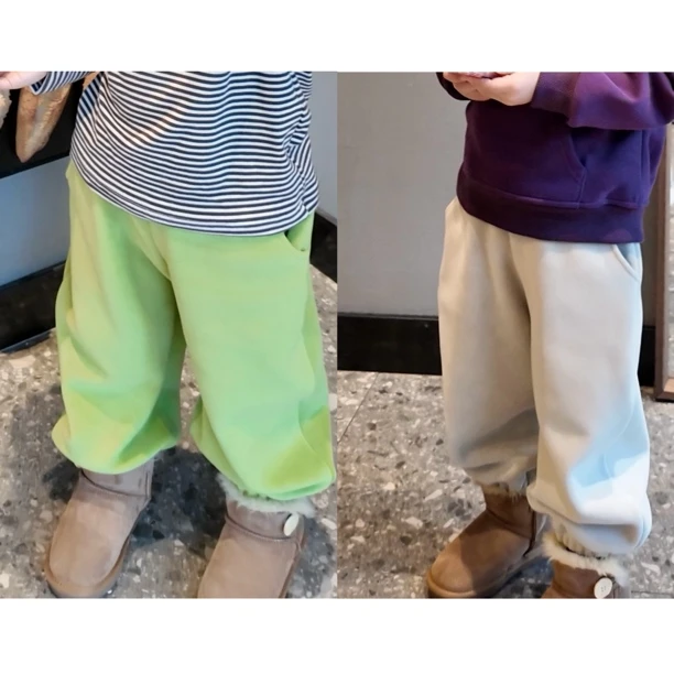 现「思元定制」25596儿童净版百搭舒适双面奥利绒休闲长裤