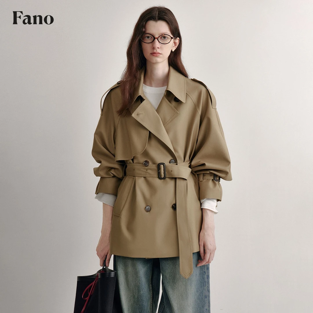 范洛 简约英伦“爆款二次升级 时髦松弛立显”双排扣风衣FD24W385