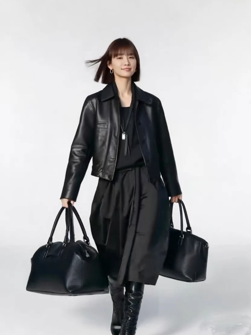 宽松型纽扣新复古洗皮常规款常规百搭秋冬PU皮衣外套短款皮夹克