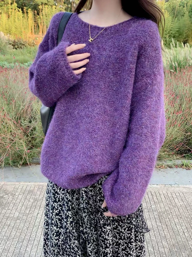 韩版宽松慵懒风套头毛衣针织衫女2025新款秋冬温暖百搭高级感上衣