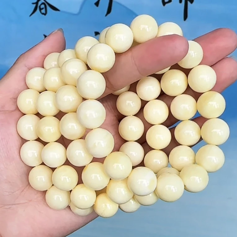 【齐福珠宝】XQ0543/12mm特价清俄料瓷白圆珠手串 （多样性发其一）