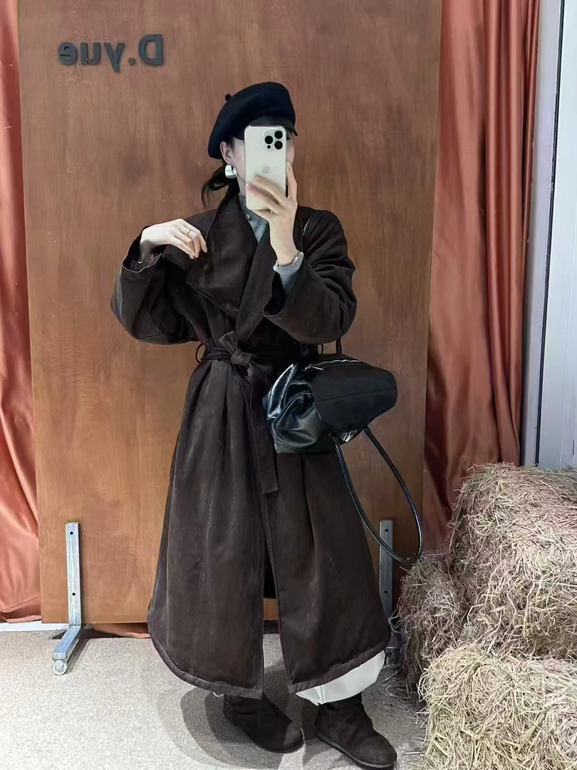 pomelo集合链接防风加绒加厚款长款厚款毛呢外套ins秋季外套秋冬