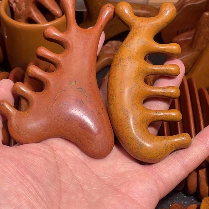 红砭石精品款多功能四合一按摩板/海豚梳