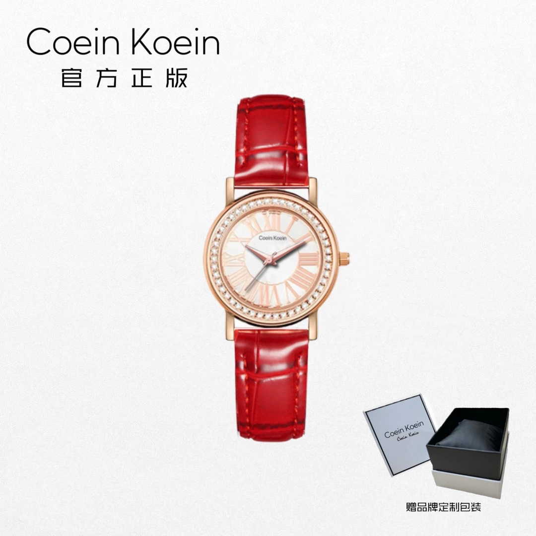 Coein Koein【官方正版】CK3288玫瑰之约休闲气质镶钻手表女士腕表