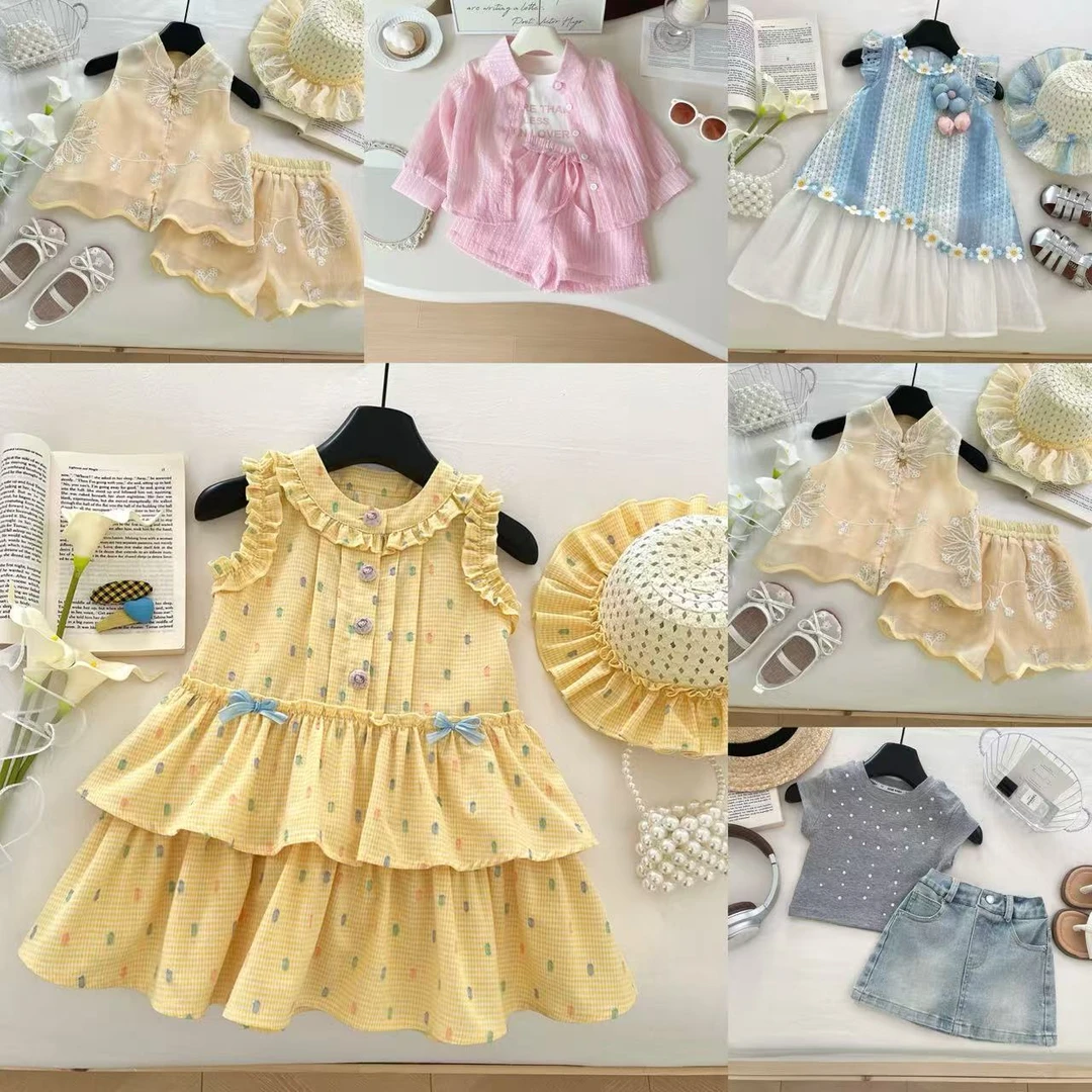 E01-E55现货夏季女童青仓裙子套装