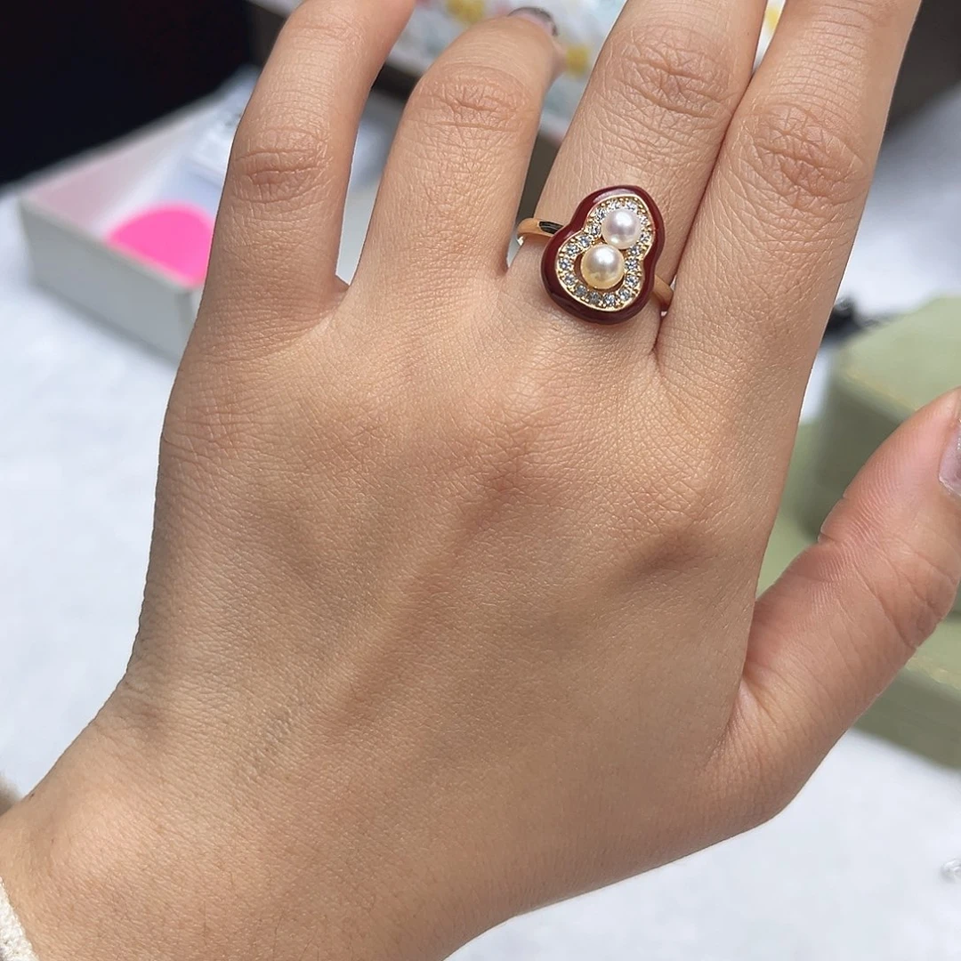 戒指银S925镶嵌淡水珍珠