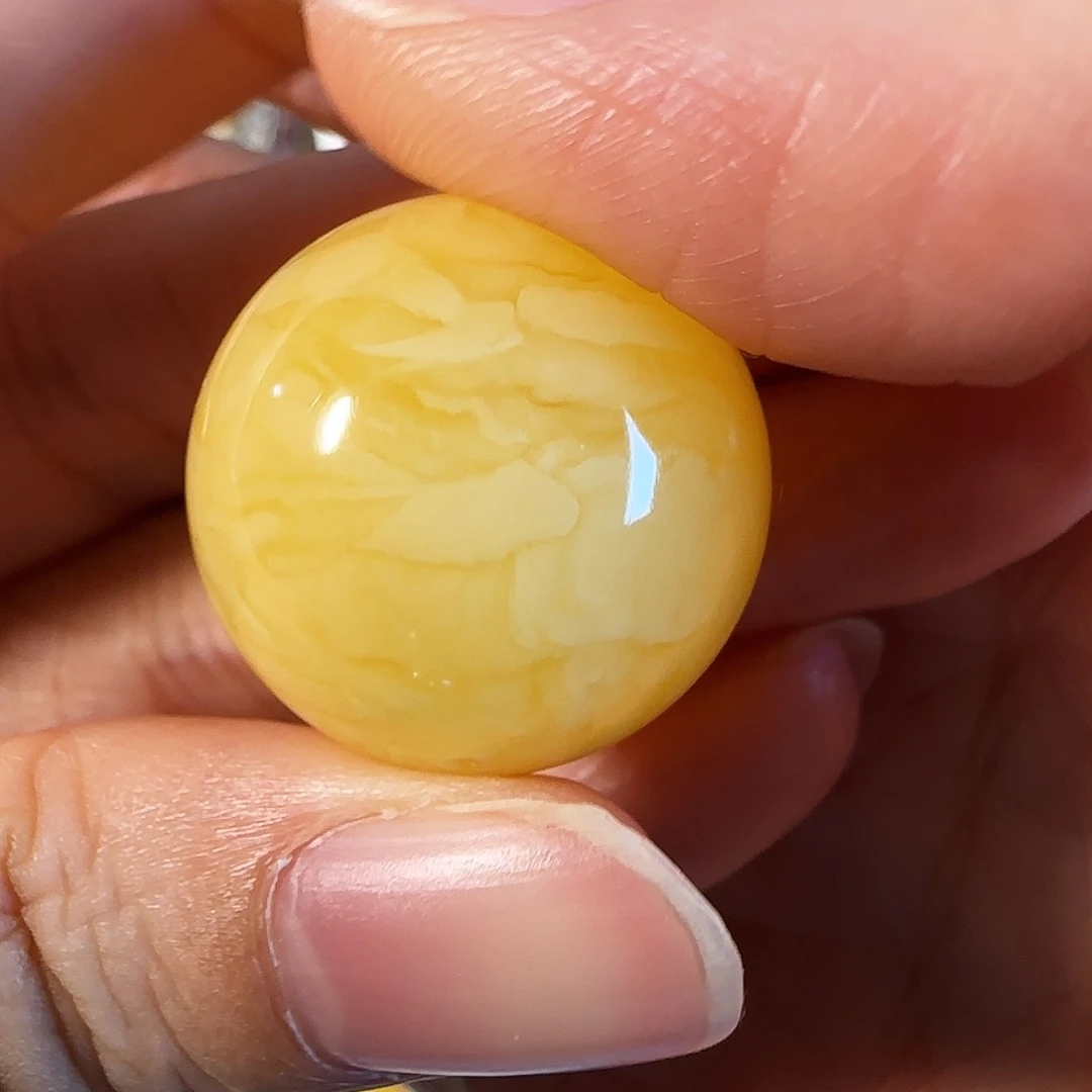 蜜蜡未镶嵌裸石21.3mm虎皮纹圆珠