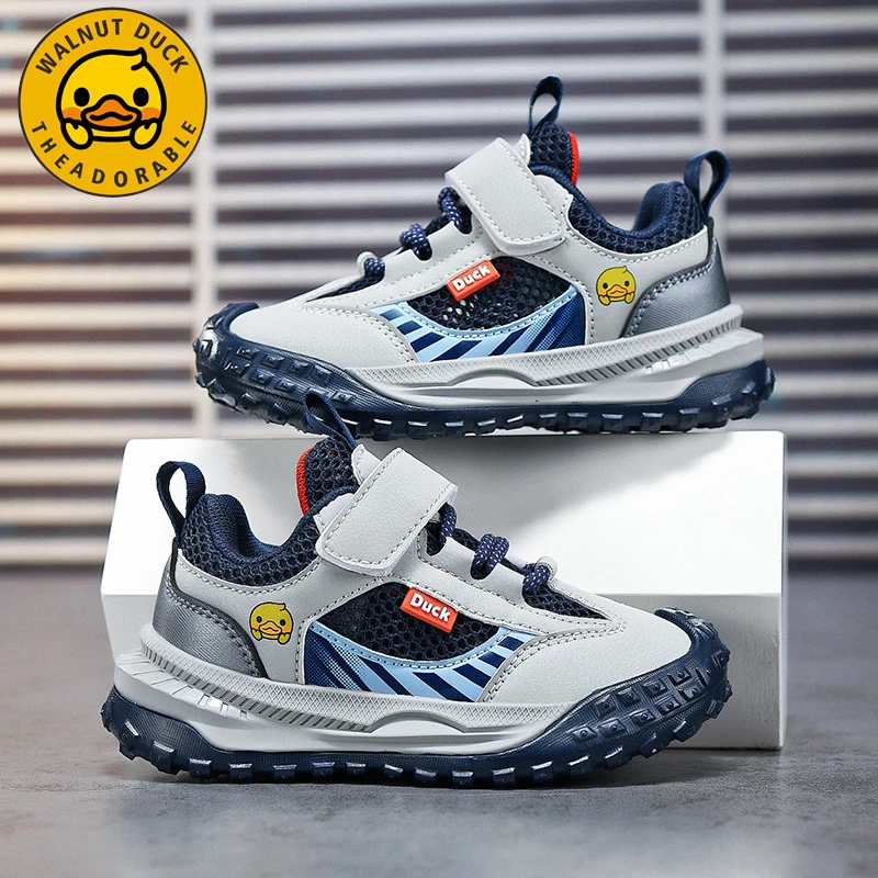 小黄鸭男童鞋软底防滑2025夏季新款网面中大童透气单网儿童运动鞋
