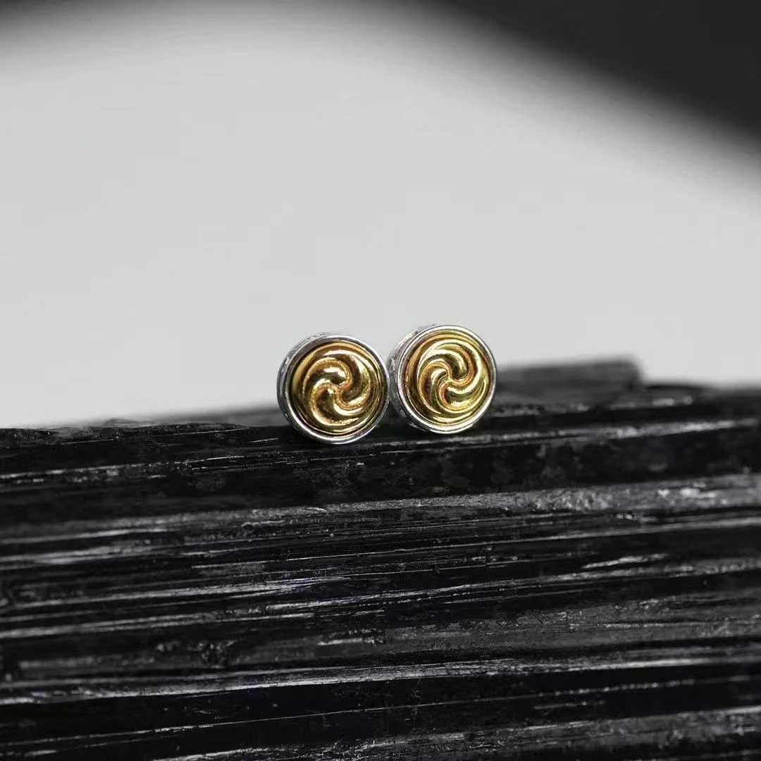 925银耳饰 【喜旋耳钉】手工雕刻欢乐喜悦 清净无污染手作银耳钉LSR