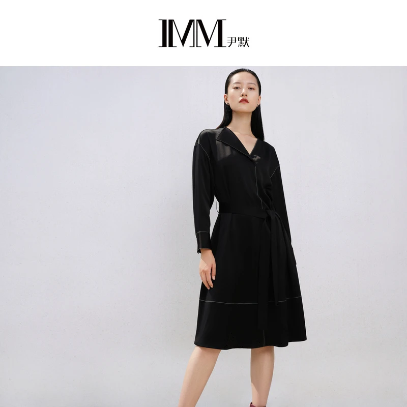 IMM尹默女装春季长袖不规则领连衣裙