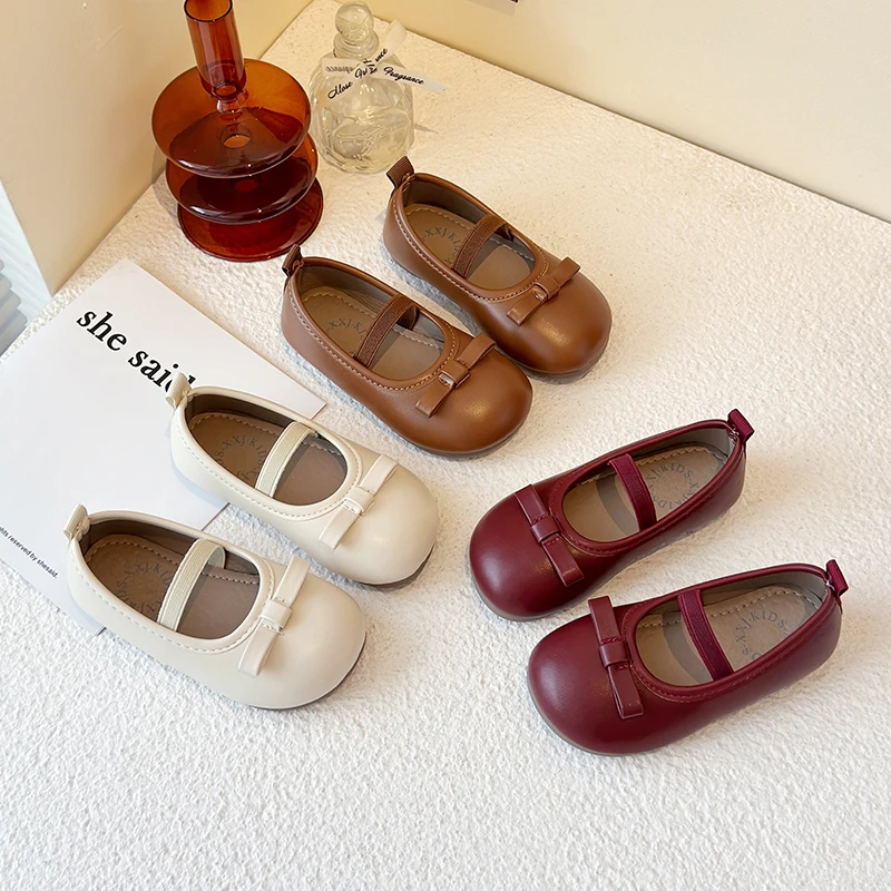 女童皮鞋2024春秋新款中大童女孩公主鞋软底豆豆鞋小童宝宝单鞋潮