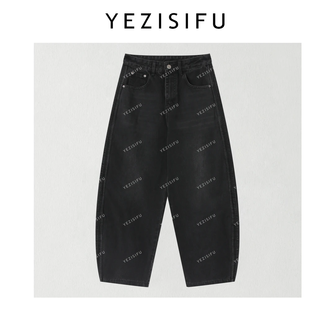 欧尼私服 2025初秋【随性酷感】立体剪裁显瘦黑标牛仔裤2508C4338