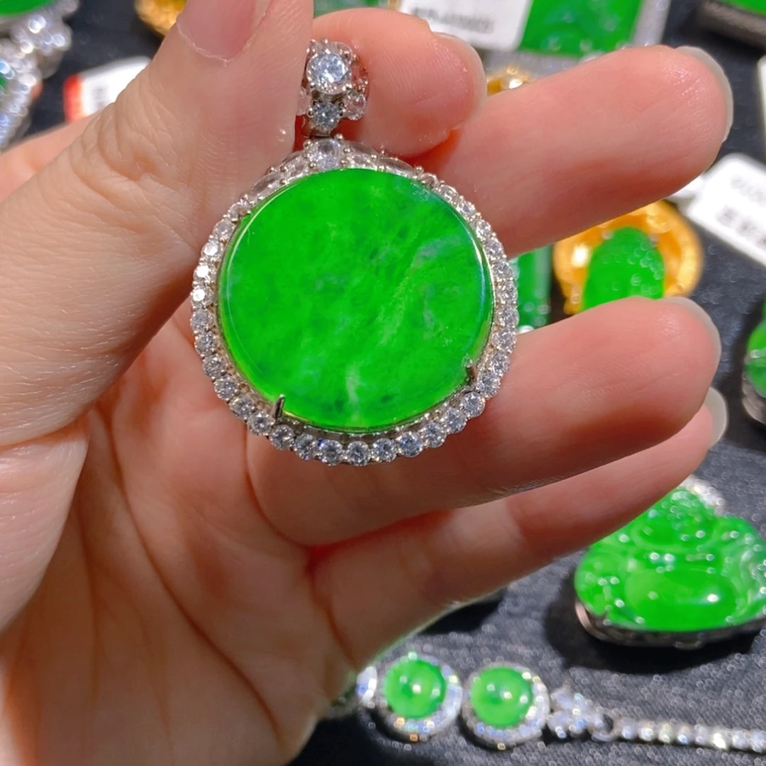 翡翠银S925镶嵌吊坠(不含链)