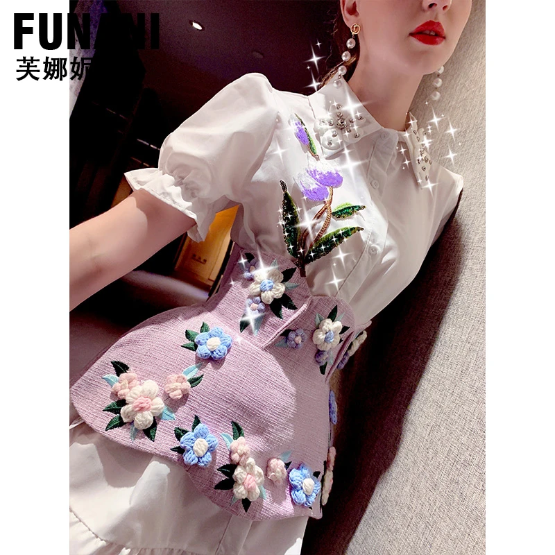 芙娜妮法式小香风女夏短袖衬衫连衣裙显瘦2022新款小众F2220657