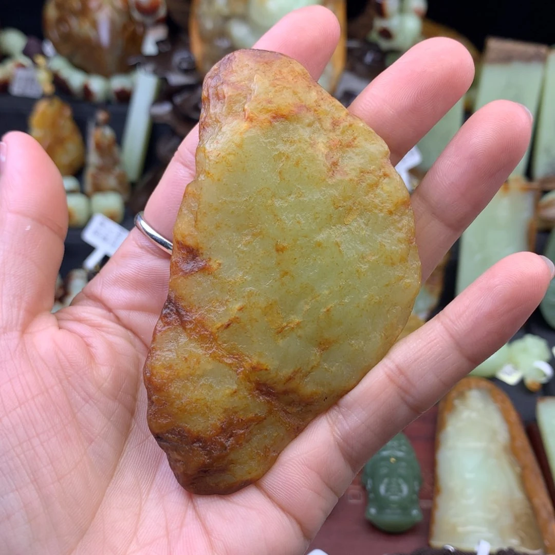 岫岩河磨玉（透闪石质玉）手把件未镶嵌不**人