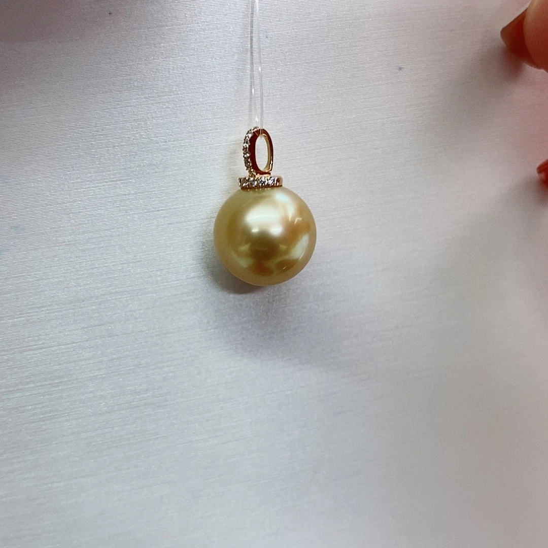 吊坠(不含链)18K金镶嵌海水珍珠10-11